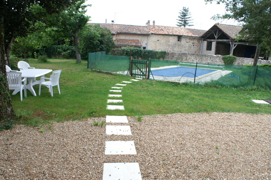 Path leading from house to pool